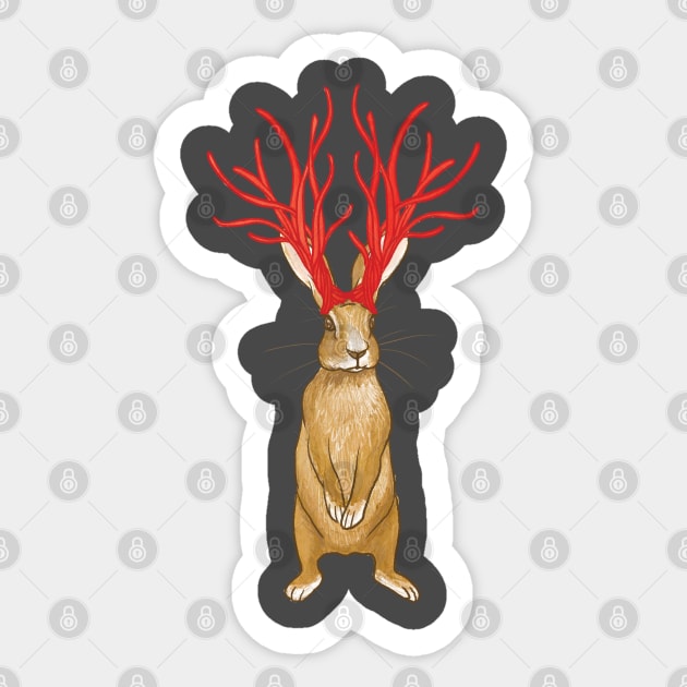 Cherry Licorice Jackalope Sticker by BlackBunnyDesignStudio